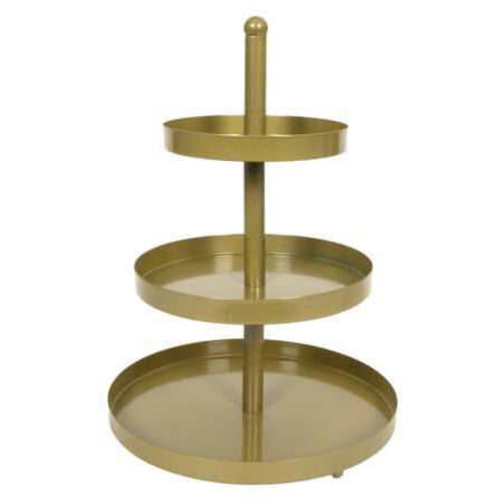 Cookinglife Etagère metaal / goud ø 15, 20 & 25 cm - 3-laags - 35 cm hoog