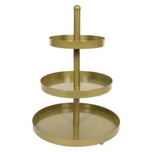 Etagère metaal / goud ø 15, 20 & 25 cm - 3-laags - 35 cm hoog