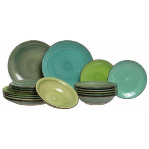 Serviesset Delice Groen 18-delig / 6 personen - 6 dinerborden, 6 diepe borden en 6 ontbijtborden