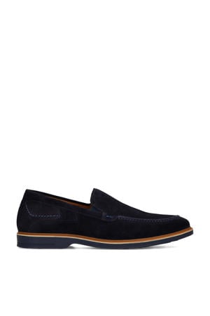 suède loafers donkerblauw
