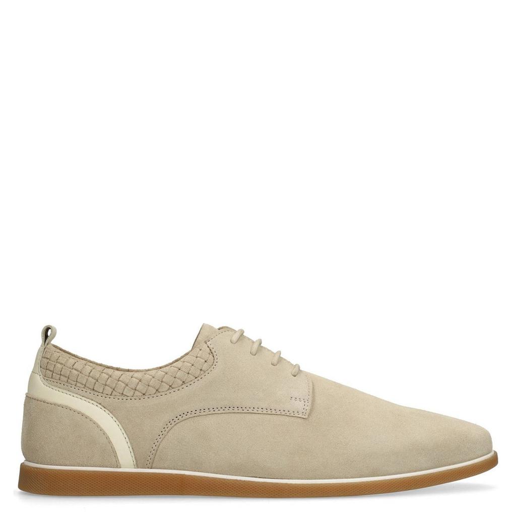 Beige heren No Stress suède veterschoenen