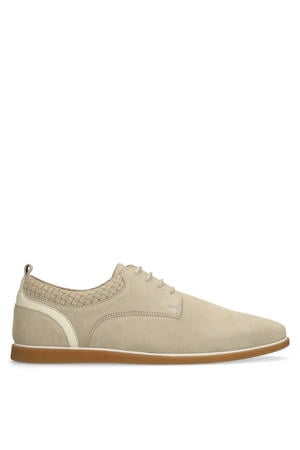 suède veterschoenen beige