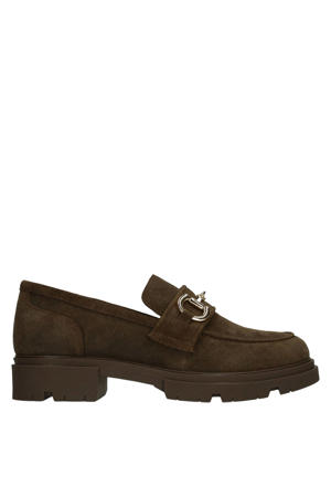 chunky suède loafers bruin