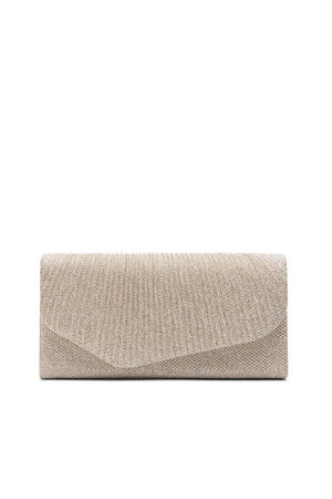 clutch met glitters zilverkleurig