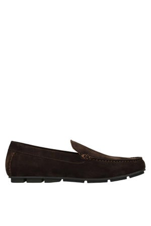 suède mocassins bruin