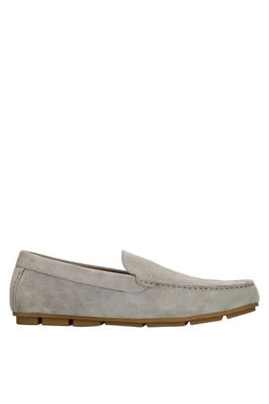 suède mocassins grijs