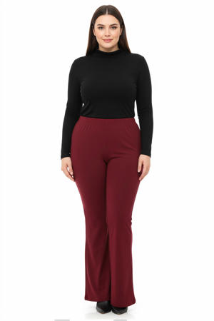 bootcut high waist flared broek donkerrood