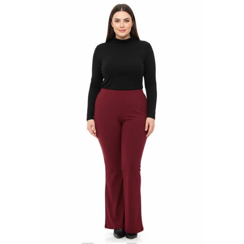 YOEK bootcut high waist flared broek donkerrood afbeelding