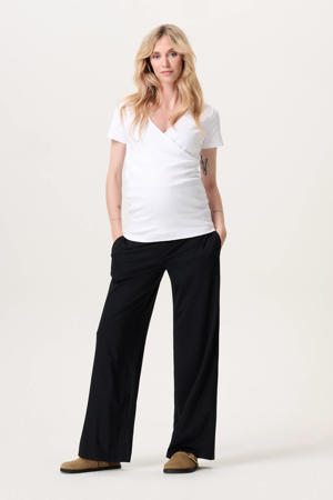 wide leg high waist zwangerschaps casual broek zwart