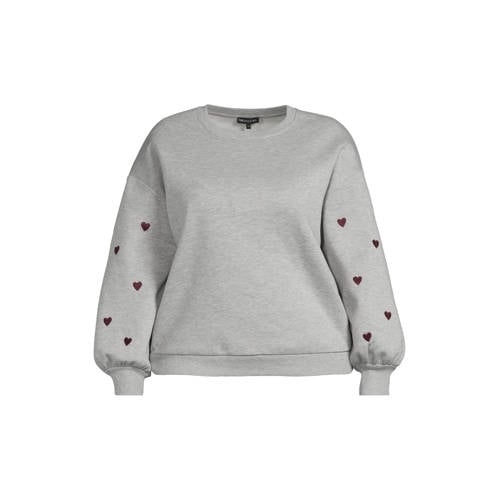 GREAT LOOKS sweater met borduursels grijs melange afbeelding