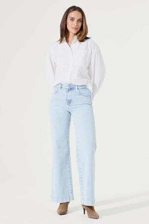 wide leg jeans light blue denim