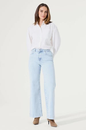 wide leg jeans light blue denim