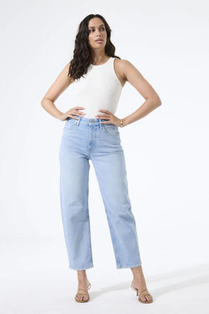 high waist barrel jeans medium blue denim