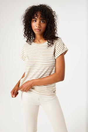 gestreepte T-shirt camel