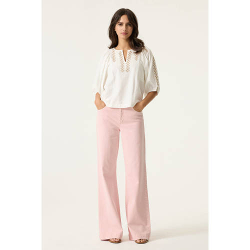 Garcia denim wide leg regular waist broek lichtroze afbeelding
