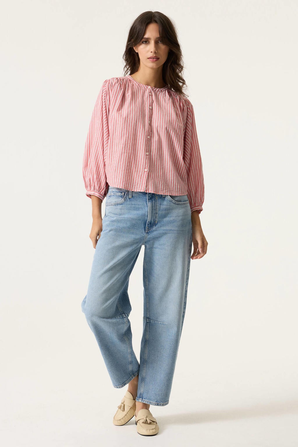 Garcia gestreepte blouse rood