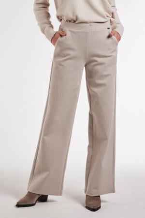 wide leg regular waist broek beige
