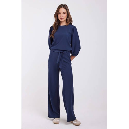 Didi wide leg high waist casual broek donkerblauw afbeelding