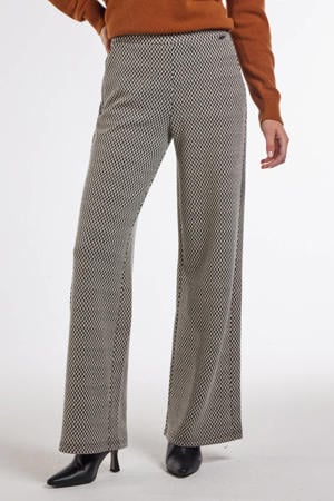 wide leg regular waist broek zwart