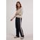 Didi travelstof wide leg high waist gestreepte casual broek donkerblauw