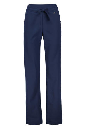 travelstof wide leg high waist gestreepte casual broek donkerblauw