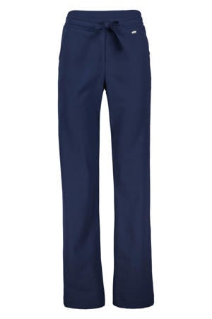 travelstof wide leg high waist gestreepte casual broek donkerblauw