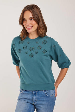 gebloemde sweater blauw