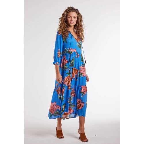 Didi gebloemde maxi jurk blauw afbeelding