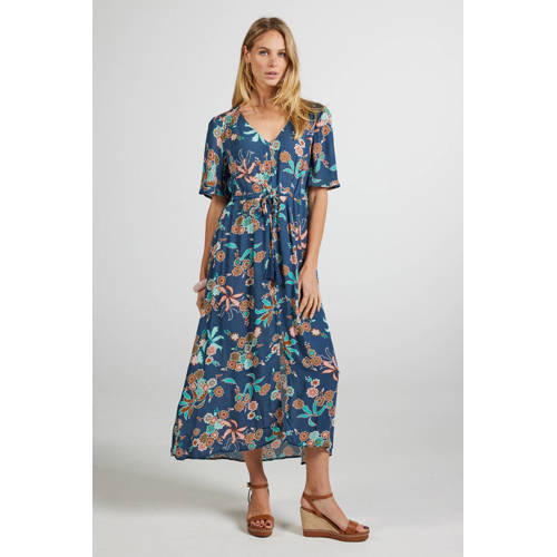 Didi gebloemde maxi jurk blauw afbeelding