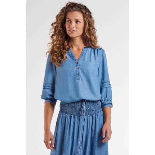 Didi denim blousetop medium blue denim afbeelding