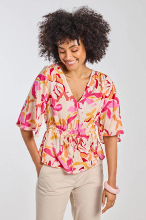 gebloemde blousetop roze