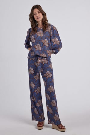 wide leg high waist casual broek bruin