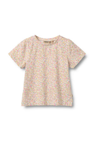 gebloemde T-shirt lichtroze