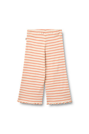 gestreepte casual wide leg broek oranje/ecru