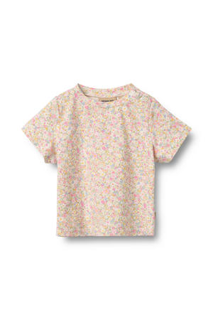 gebloemde T-shirt lichtroze