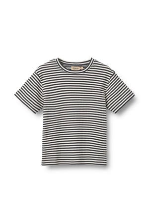 gestreepte T-shirt donkerblauw rib gebreid