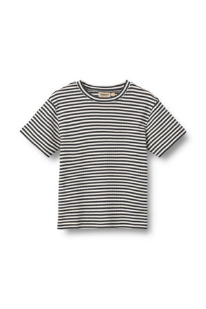 gestreepte T-shirt donkerblauw rib gebreid