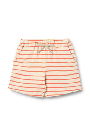 regular waist gestreepte sweatshort oranje