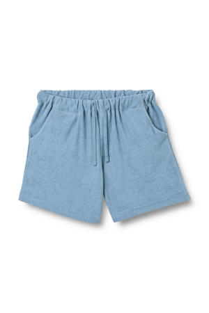 casual short blauw met textuur