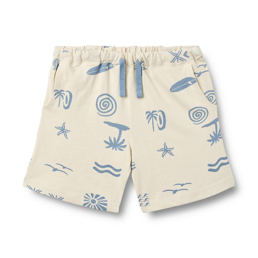 Blauwe jongens Wheat regular sweatshort van stretchkatoen met elastische tailleband met koord