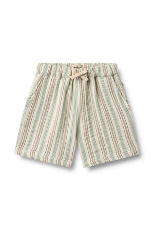 regular waist gestreepte casual short groen met textuur