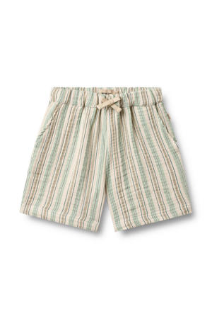 regular waist gestreepte casual short groen met textuur