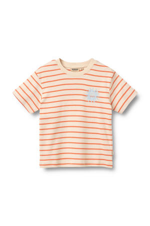 gestreept T-shirt oranje/ecru