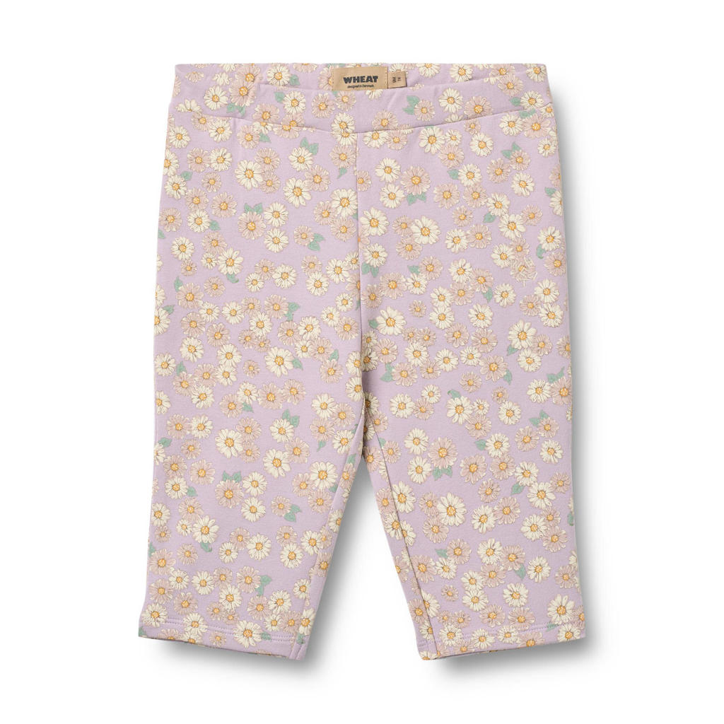Lila en gele meisjes Wheat gebloemde casual broek van katoen met regular waist en elastische tailleband
