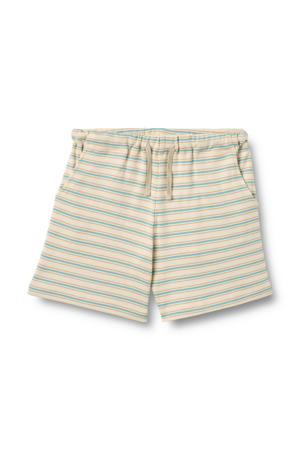 gestreept sweatshort beige/blauw