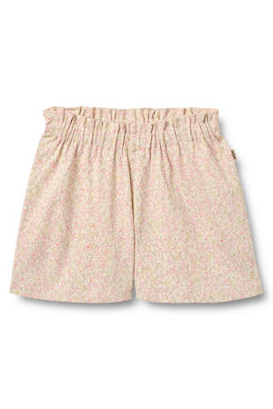 regular waist gebloemde casual short lichtroze
