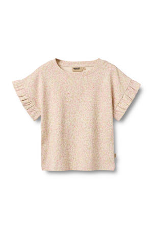 gebloemde T-shirt lichtroze
