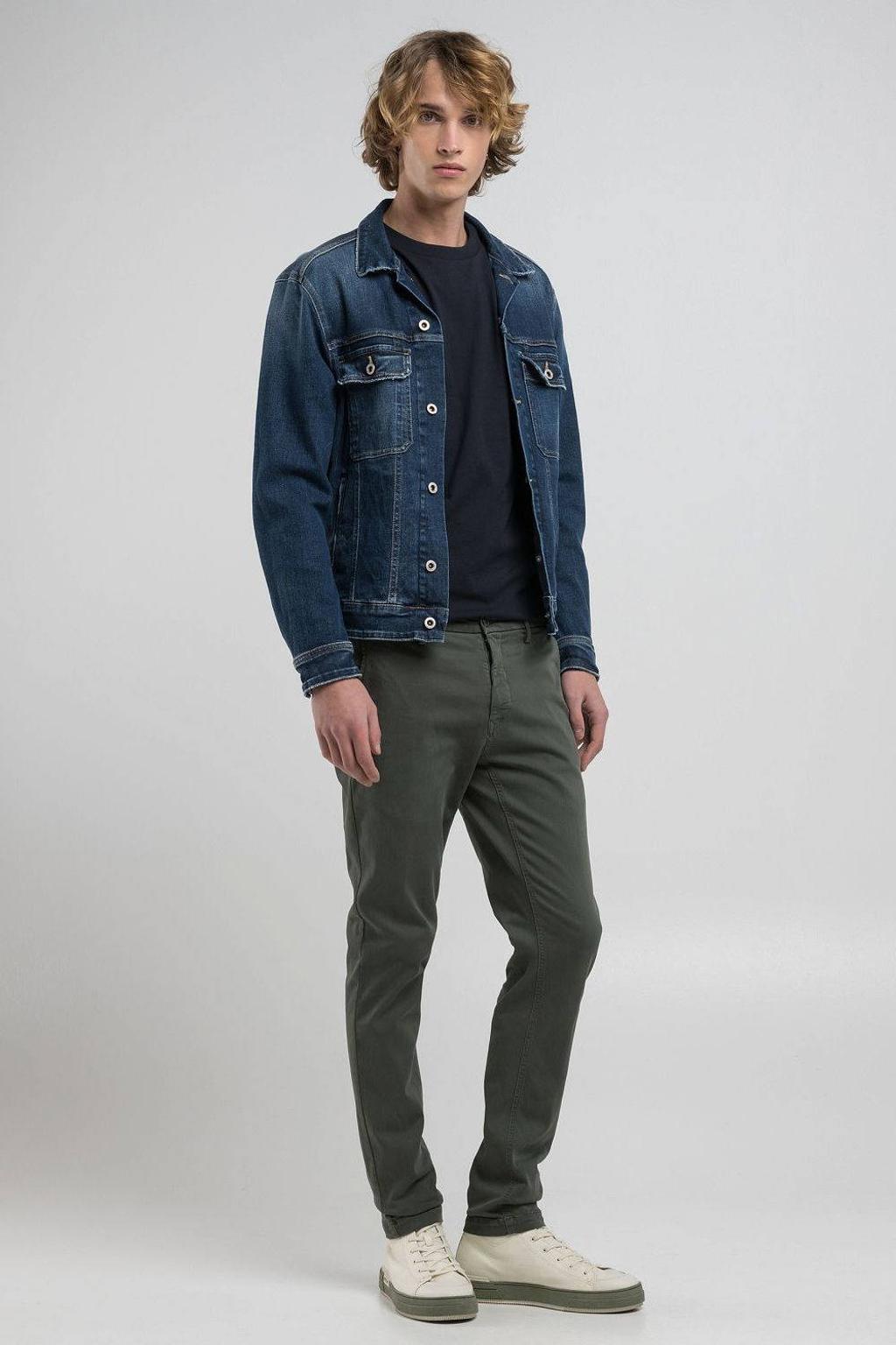 REPLAY ZEUMAR slim chino grijsgroen