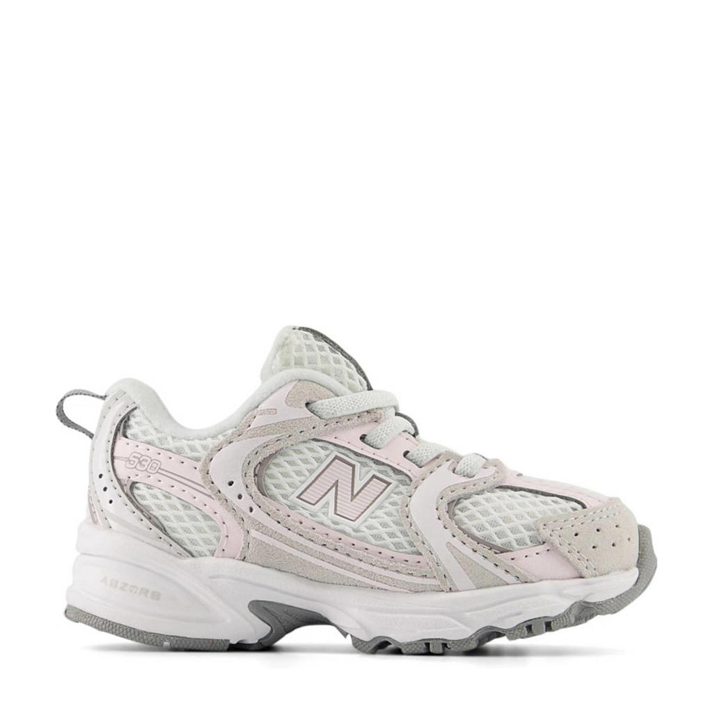 Lichtroze jongens en meisjes New Balance 530 sneakers van imitatiesuede/mesh met veters