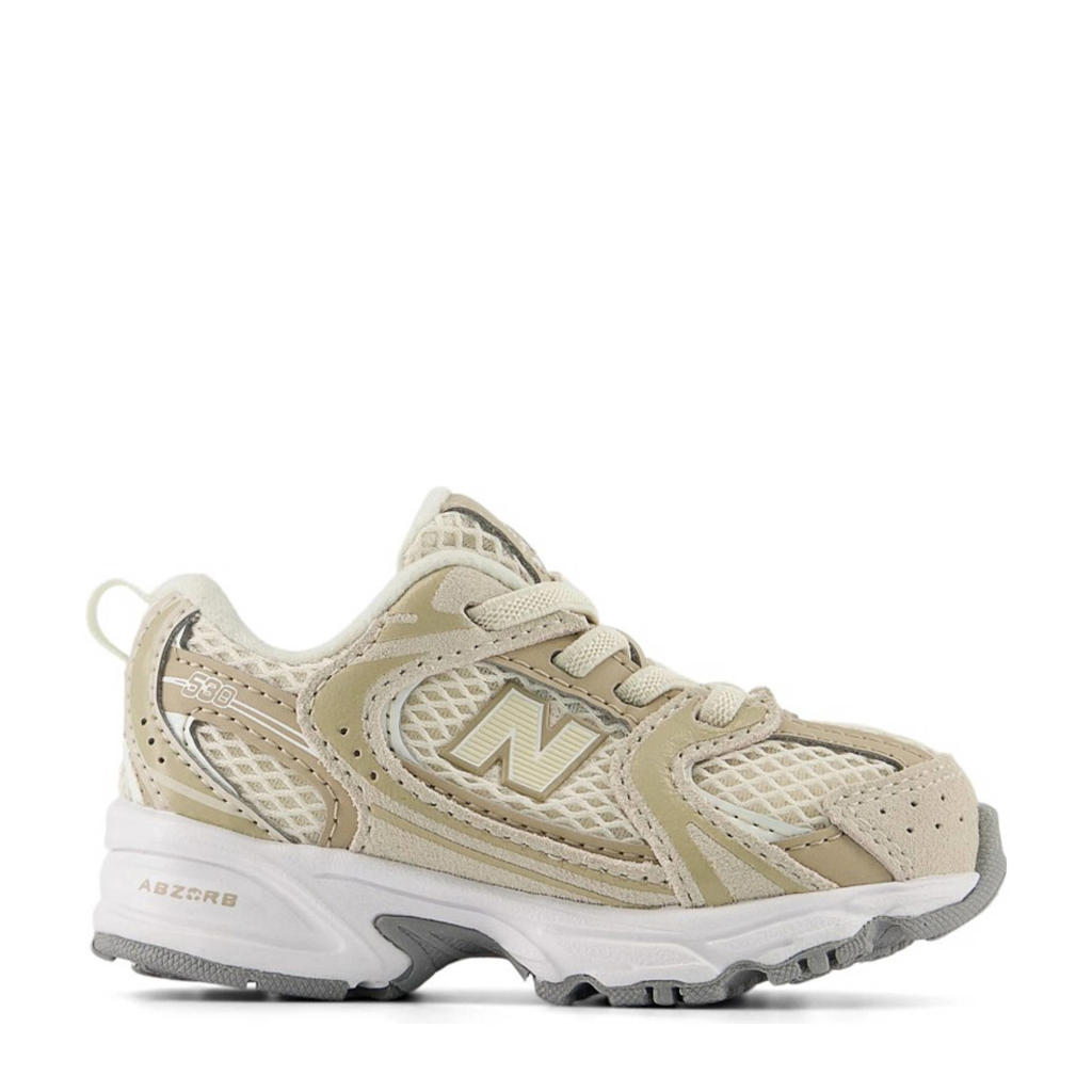 Ecru jongens en meisjes New Balance 530 sneakers van imitatiesuede/mesh met veters